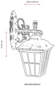 Aplica tip felinar BAP-68183-BKR-M1 Maro