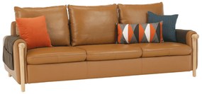 Canapea complet tapiţată 3 locuri, piele / piele ecologică maro auriu, LINSY