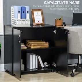Vinsetto Dulap pentru Documente, cu Încuietoare, 2 Uși și Raft Interior, 80x40x80 cm, Negru | Aosom Romania