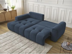 Colțar albastru extensibil/cu spațiu de depozitare cu tapițerie din chenille (cu colț pe partea stângă/cu șezlong) Roxelane – Bobochic Paris