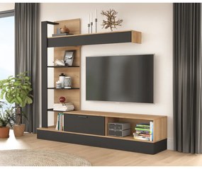 Mobila Living GELUZA Stejar Riviera/Negru