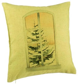 Perna Decorativa cu tematica de Craciun, 5, 40x40 cm, Verde, Husa Detasabila, Burduf