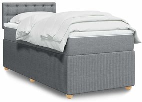 vidaXL Pat box spring cu saltea, gri deschis, 100x200 cm, textil