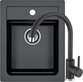 Set chiuveta bucatarie compozit Alveus Atrox 10 negru 40x50 cm si baterie Kati