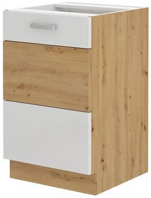Dulap inferior de bucătărie Arryn 50 D ZL 1F BB (Stejar artisan + Alb lucios). 1024679