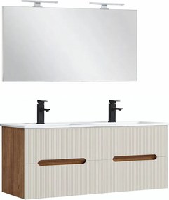 Trent Mobilier de baie 120 cm lavoar ceramic cu oglindă 60x120 cm sunset stejar-alb