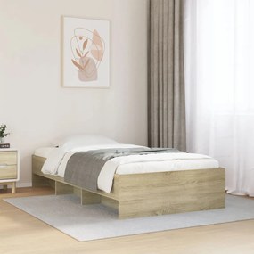 vidaXL Cadru pat fără saltea, stejar sonoma 75x190 cm lemn prelucrat