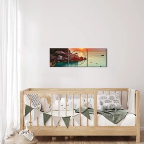 Tablou cu plaja frumoasă (cu ceas) (90x30 cm)