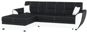Colţar, piele ecologică albă/material textil negru, model stânga, MARUTI