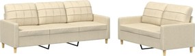 vidaXL Set de canapele cu perne, 2 piese, crem, textil