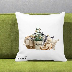 Perna Decorativa Colt Cozy de Craciun Boho, 40x40 cm, Alba Mata, Husa Detasabila, Perna Inclusa, BEKZ®