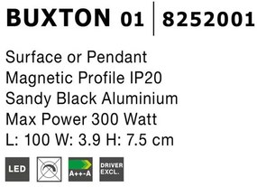 Sina magnetica aplicata sau suspendata BUXTON 01, 100cm, NVL-8252001