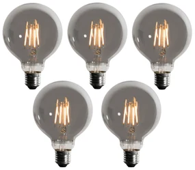 Set de 5 becuri LED E27 Dimabile Fum G95 5W 200 lm 1900K