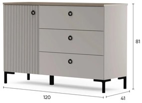 Comodă Demandaron 1 (taupe + stejar silverjack). 1116798