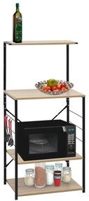 vidaXL Dulap microunde, negru/stejar 60x39,6x123 cm lemn prelucrat