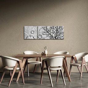 Tablou abstract cu pomi (cu ceas) (90x30 cm)