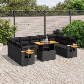 3273687 vidaXL Set canapele de grădină cu perne, 11 piese, negru, poliratan