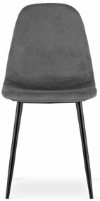 OFERTA Scaun de catifea gri închis COMO, cu picioare negre, calitate II