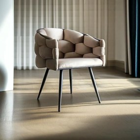 Scaun living modern din catifea si cadru metalic BUC 256 bej
