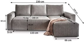 Canapea extensibila cu colt bilateral SMART COSARO, gri + 2 perne GRATUIT
