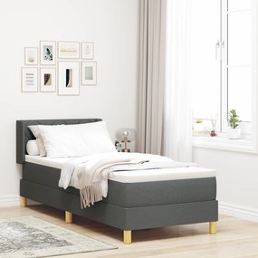 vidaXL Pat cu Arcuri și Saltea - Gri Închis, 80x200 cm, Material Textil