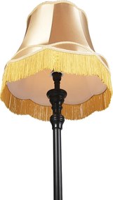 Lampă de podea neagră cu abajur auriu tip „bunicuță” - Classico