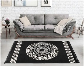 Covor reversibil Cihan Bilisim Tekstil Mandala, 120 x 180 cm, bej-negru