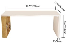 Birou dreptunghiular modern pentru calculator culoare: granulație lemn,  alb DEPRIMO 11819 by Deprimo