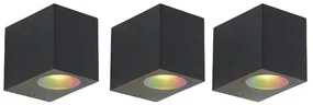 Set de 3 Aplice Smart de Perete Negre GU10 50mm IP44 - Baleno