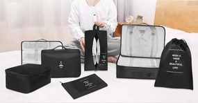 Set organizator pentru bagaje, 8 piese, negru