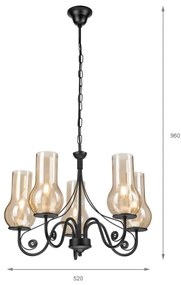 Lustră pe lanț Brilagi COTTAGE 5xE14/40W/230V negru/maro