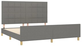 Cadru de pat cu tablie, gri inchis, 160x200 cm, textil Morke gra, 160 x 200 cm, Cu blocuri patrate