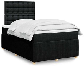 vidaXL Pat box spring cu saltea, negru, 120x190 cm, catifea