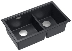 Chiuveta compozit incastrata Quadron Logan 120 negru diamant - inox 76x45 cm