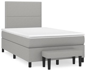 vidaXL Pat box spring cu saltea, gri deschis, 120x190 cm, textil