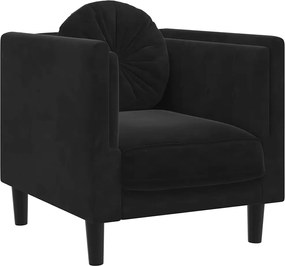 vidaXL Fotoliu canapea cu pernă, negru, catifea