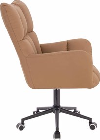 HR650K Scaun Caramel Piele Ecologica Premium Soft cu Bază Neagră