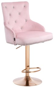 HR654CW Scaun Catifea Roz cu Bază Aurie