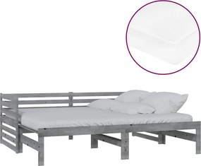vidaXL Pat extensibil de zi, 2x(90x200) cm, gri, lemn masiv de pin