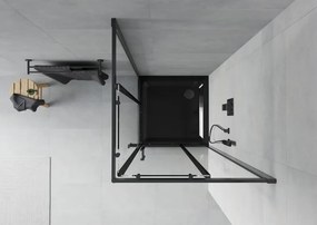 Mexen Rio cabina de duș pătrată 90 x 90 cm, transparentă, neagră + cadă Flat, neagră - 860-090-090-70-00-4070B