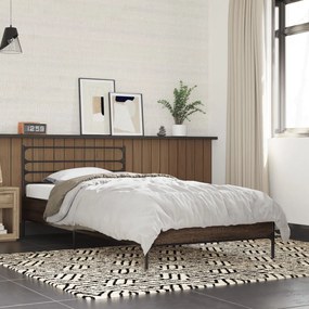 845631 vidaXL Cadru de pat, stejar maro, 90x190 cm, lemn prelucrat și metal