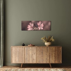 Tablou cu floare roz (cu ceas) (90x30 cm)