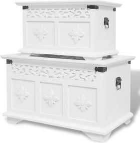 vidaXL Cufăr de depozitare, alb, 2 piese