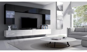 Mobilier living Brolani I (Negru + lucios Negru + Alb + lucios Alb) (cu iluminat LED albastru). 1104540