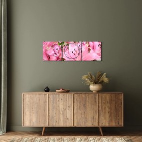 Tablou - Liliac roz (cu ceas) (90x30 cm)