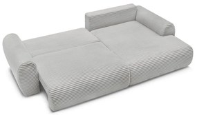 Colțar gri deschis extensibil cu tapițerie din catifea reiată (cu colț pe partea dreaptă) Lucien – Bobochic Paris