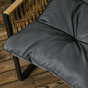 Outsunny Set mobilier grădină 4 piese canapea 2 locuri 2 fotolii și 1 măsuță blat din sticlă securizată 3 perne - gri | Aosom Romania