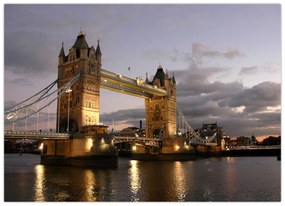 Tablou pe sticlă - Tower Bridge la noapte (70x50 cm)