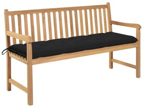 Banca gradina cu perna neagra, 150 cm, lemn masiv tec 150 cm, Negru, 1, Negru