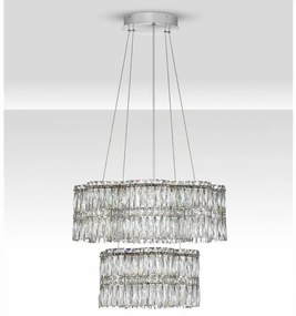 Lustra suspendata LED crom, cristale sticla NUVIA 60cm